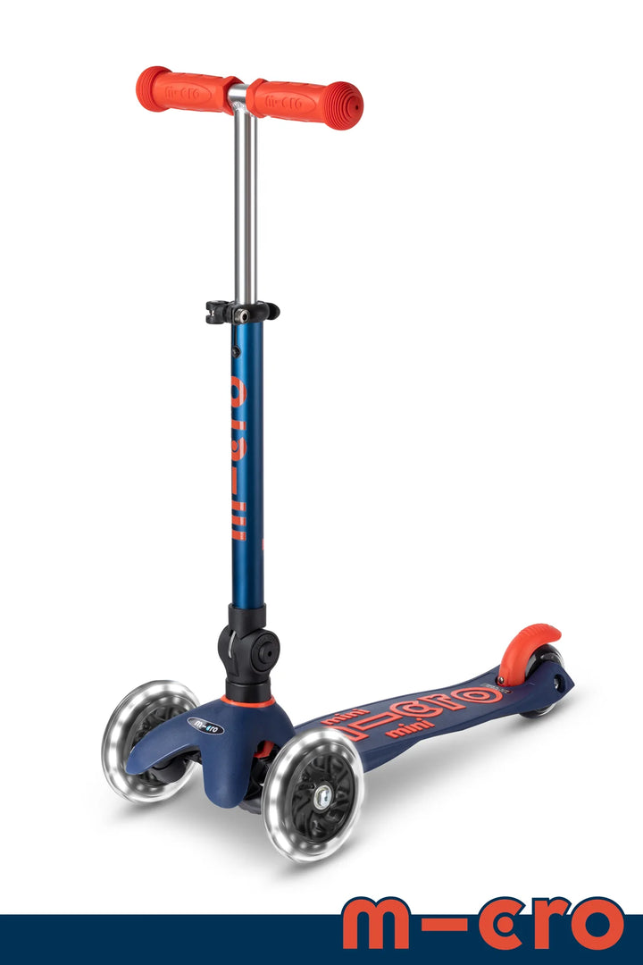 Micro Kids Mini Foldable LED Scooter - Navy Blue/Orange [Ages 2-5]
