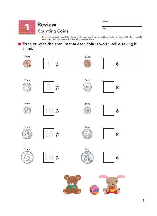 >KUMON Grade 1-3 My Book of Money Dollars & Cents Age 6-8