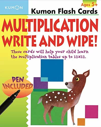 >KUMON Grade 2-4 Multiplication Write and Wipe Flash Cards Age 5-8