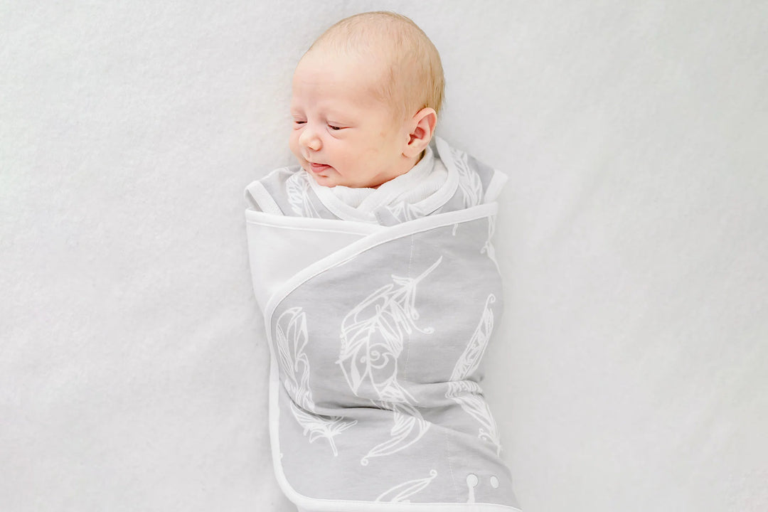 Nest Designs Baby 0.25 TOG Bamboo Jersey Swaddle Sleep Bag - Feather Grey