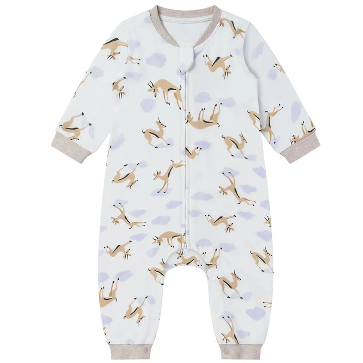 Nest Designs Baby Long Sleeve Romper (Organic Cotton) - Gazelle Sky