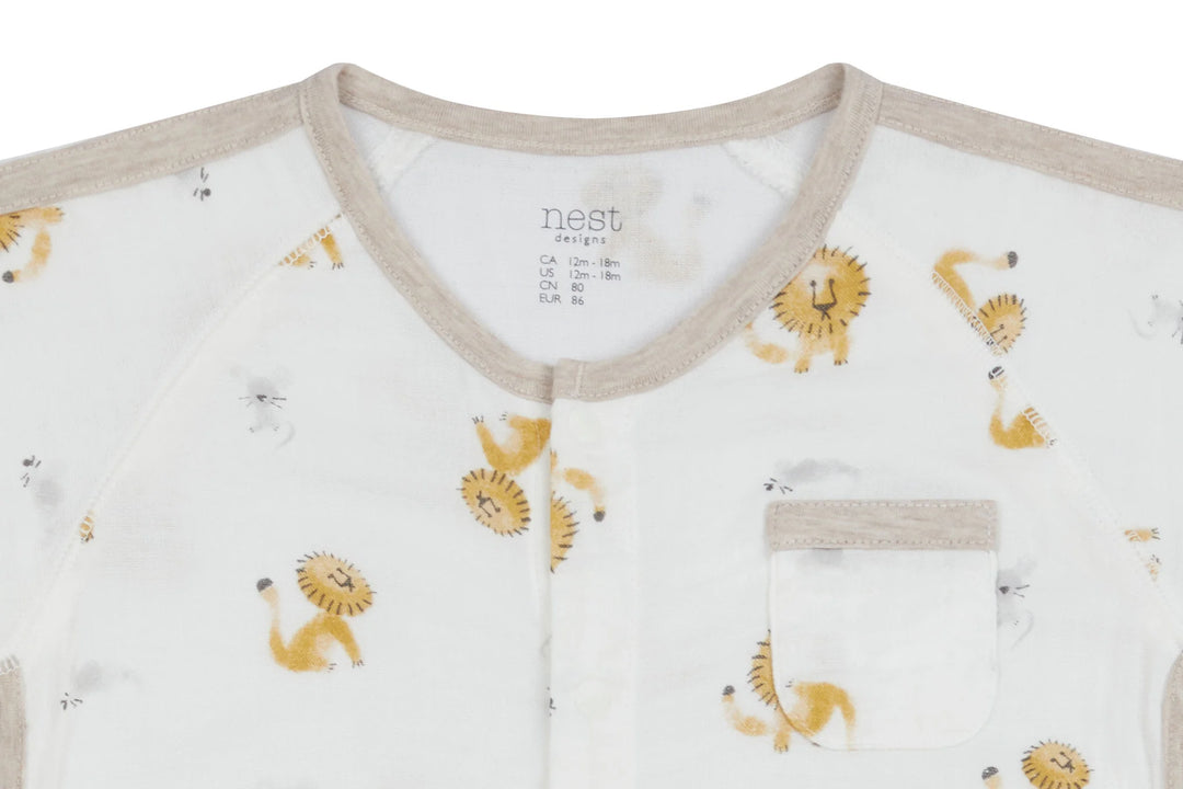Nest Designs Baby Bamboo Pima Short Sleeve Romper - The Lion and The Mouse