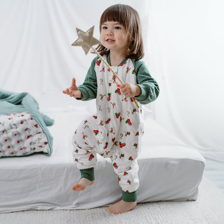 Nest Designs Kids/Baby 1.0 TOG Bamboo Long Sleeve Footed Sleep Bag - Sleigh All Day (Holiday)