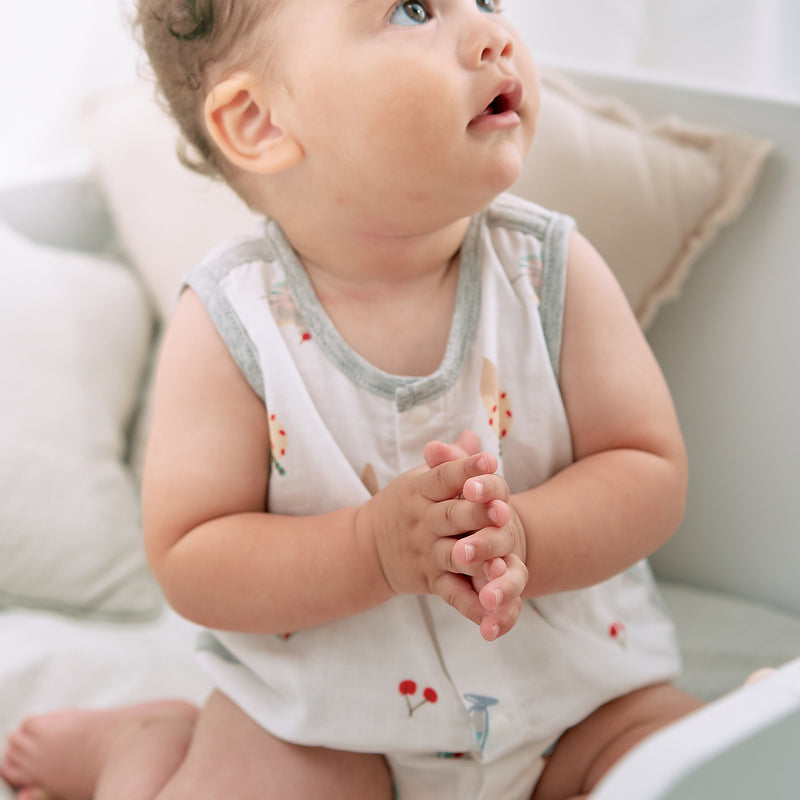 Nest Designs Baby Sleeveless Button Down Onesie (Bamboo) - Ice Cream Summer