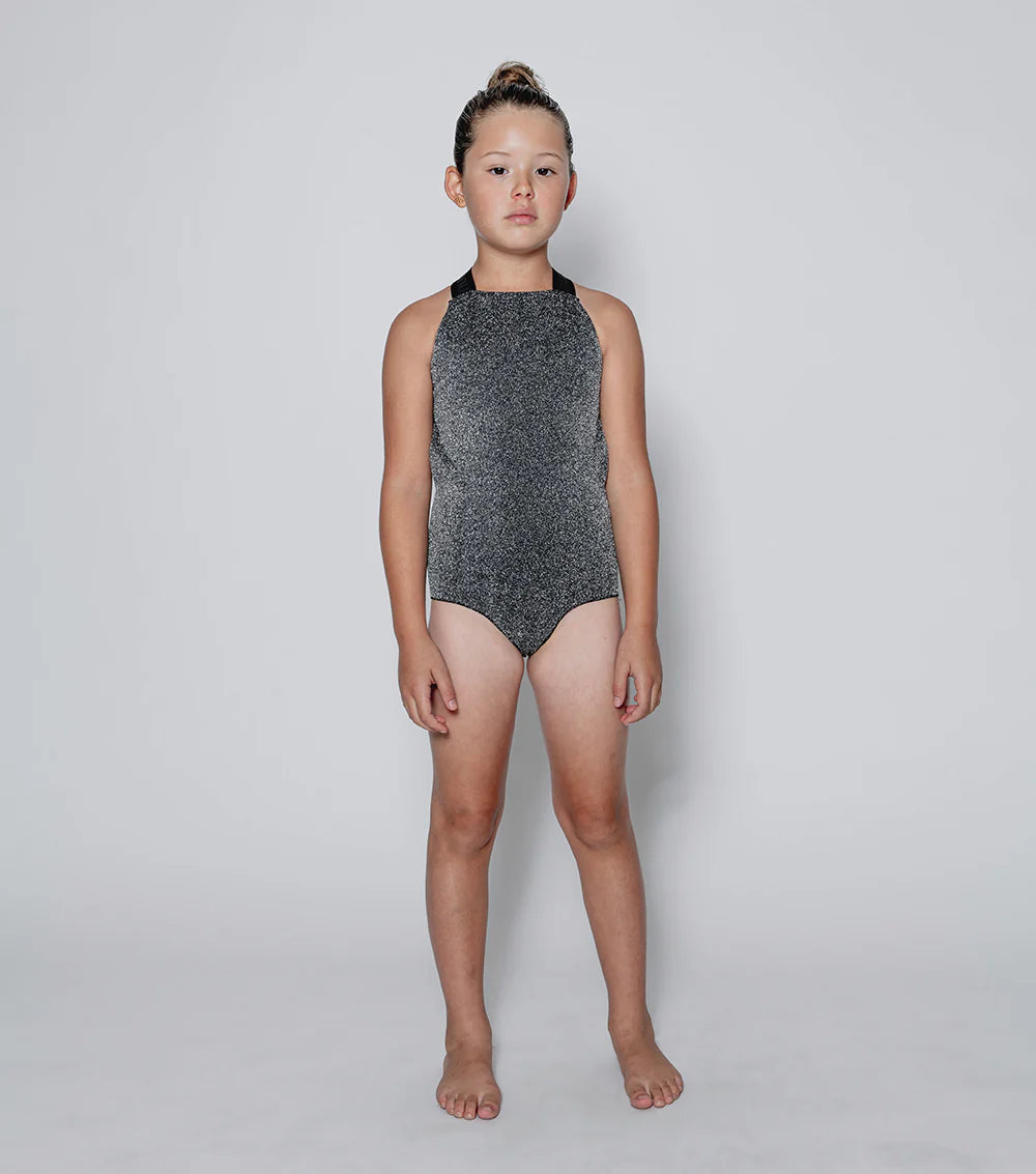 NUNUNU SPORTY SWIMSUIT - SPRINKLED SILVER - 3-4Y/4-5Y