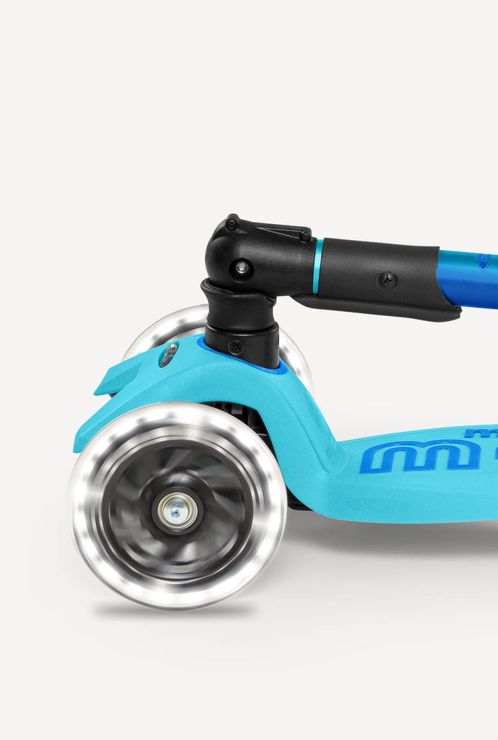 Micro Kickboard Kids Maxi Deluxe Foldable LED Scooter - Bright Blue [Age 5-12]