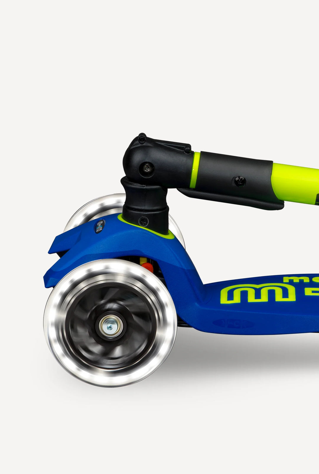 Micro Kickboard Kids Maxi Deluxe Foldable LED Scooter - Neon Canary Yellow/Blue [Age 5-12]