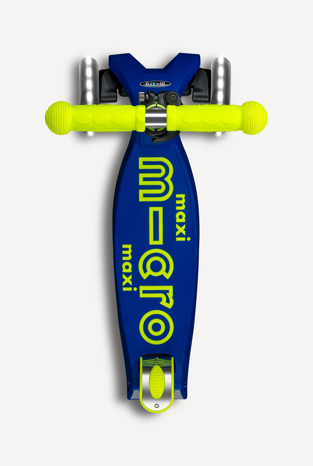 Micro Kickboard Kids Maxi Deluxe Foldable LED Scooter - Neon Canary Yellow/Blue [Age 5-12]