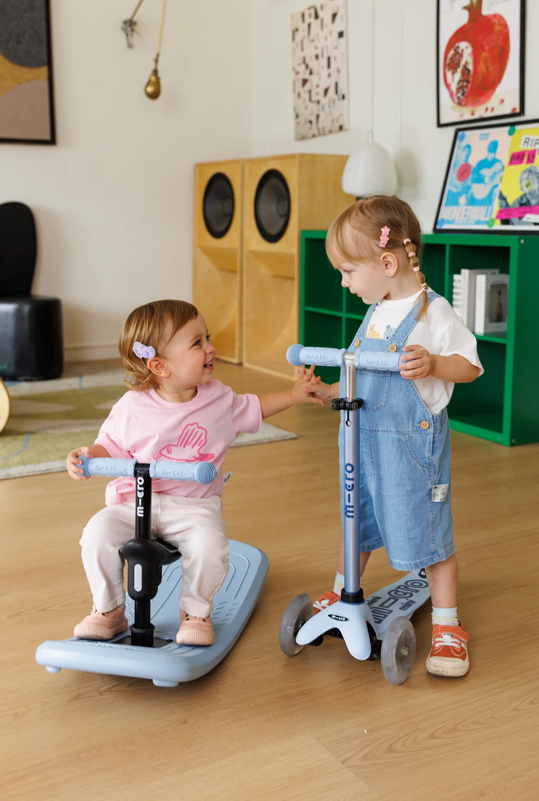 Micro Kickboard Kids Mini Rock & Go LED All-in-One Ride - Ocean Slate [Age 1-6]