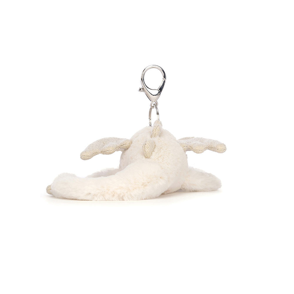 Jellycat Snow Dragon Bag Charm 4.7in x 3.1in x 8.7in