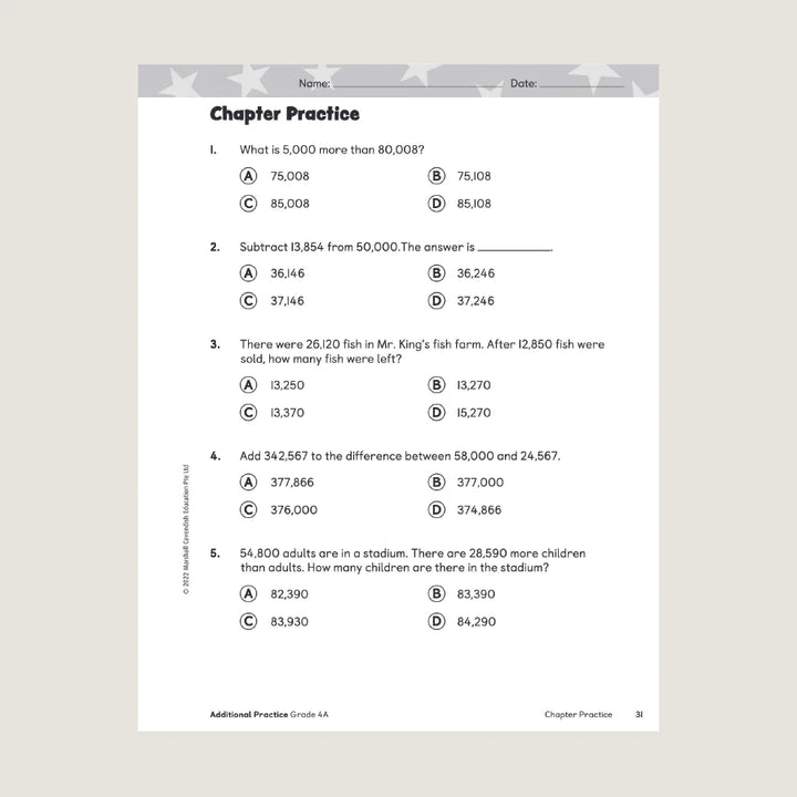 Singapore Math Primary Mathematics Additional Practice 4A