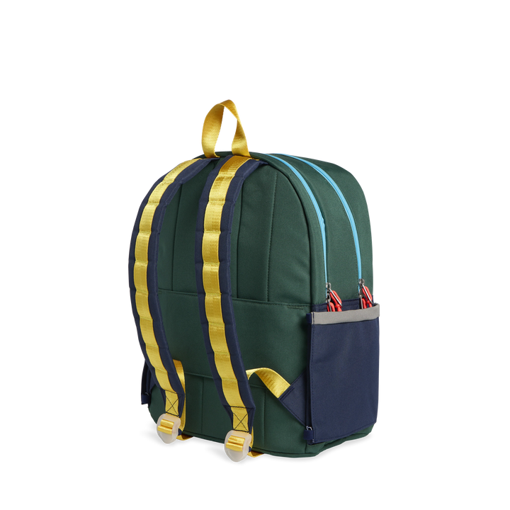 >State Bags Kane Kids Double Pocket Backpack in GREEN/NAVY