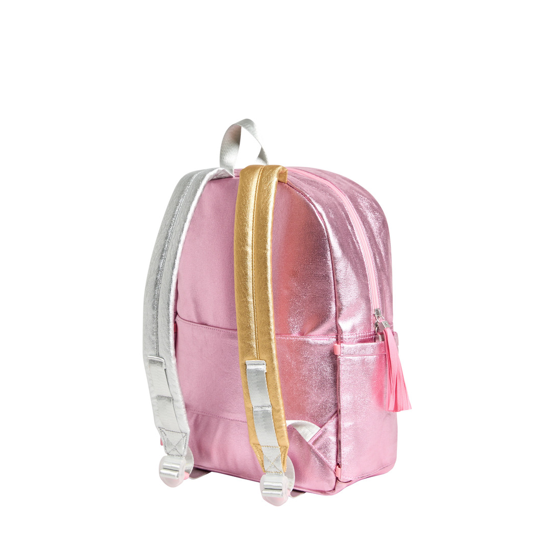 >State Bags Kane Kids Backpack in Metallic PINK/SILVER