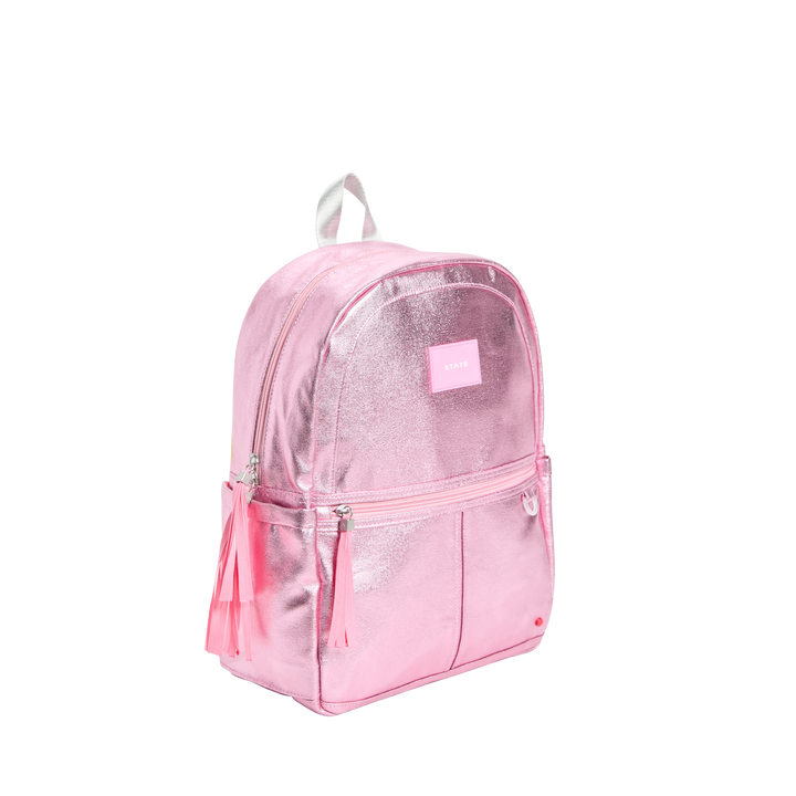 >State Bags Kane Kids Backpack in Metallic PINK/SILVER