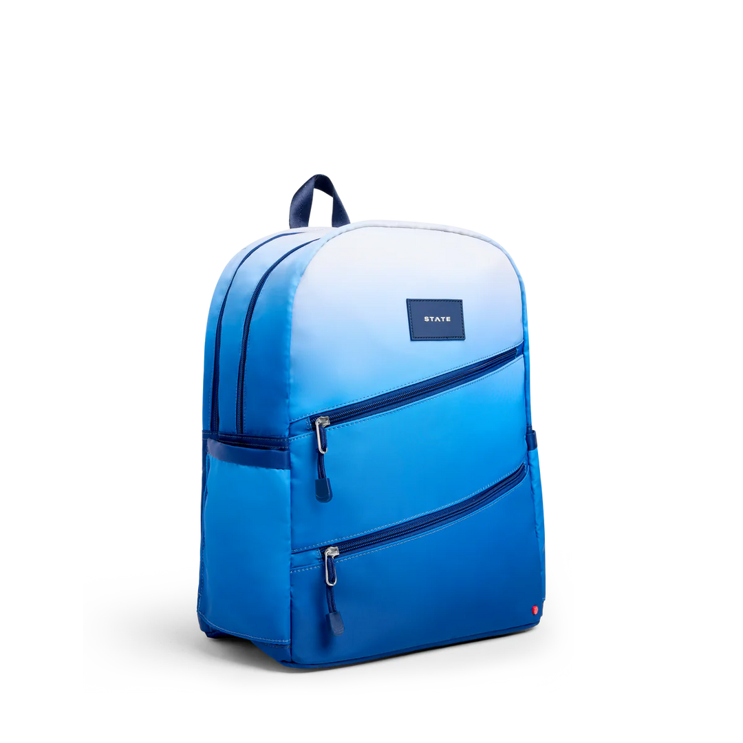 State Bags Kane Kids Double Pocket Backpack - Blue Gradient Diagonal Zipper
