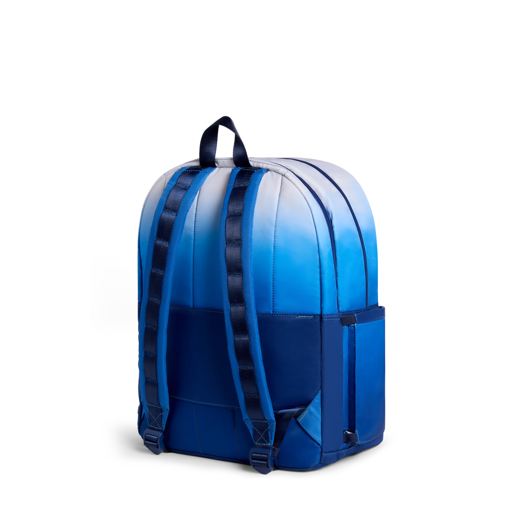 >State Bags Kane Kids Double Pocket Large Backpack in Blue Gradient Diagonal Zipper