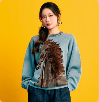 >Nian 年衣 成人亲子款 鸿运当头毛衣 - 穹蓝