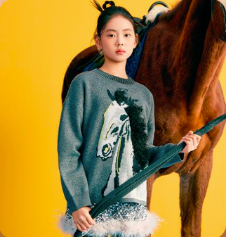 >Nian 年衣 鸿运当头毛衣 - 夜灰