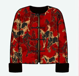 >Nian 年衣 大展鸿图中式外套 - 枫叶红