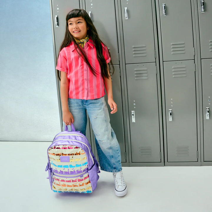 State Bags Kane Kids Double Pocket Backpack - Metallic | Lilac Quilted Sequins