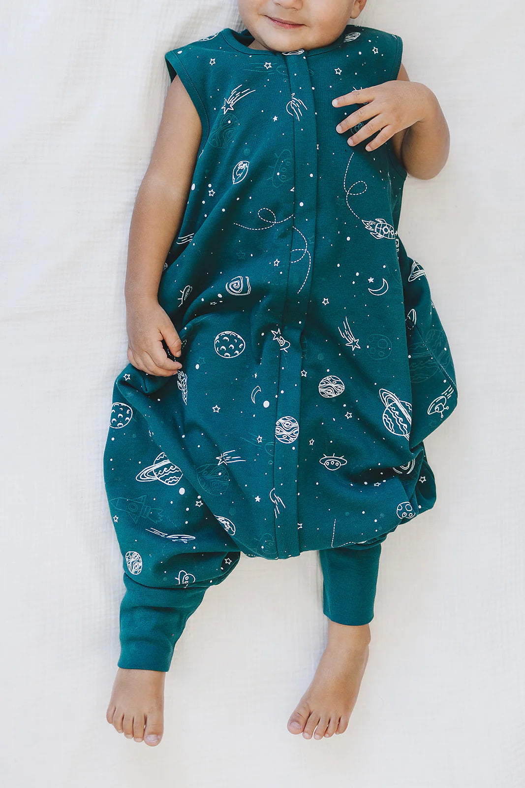 >Woolino Merino Wool 4 Season Baby Sleep Bag with FEET opening - Space (Glow In The Dark)