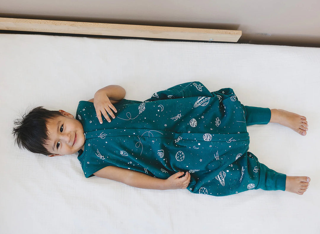 >Woolino Merino Wool 4 Season Baby Sleep Bag with FEET opening - Space (Glow In The Dark)
