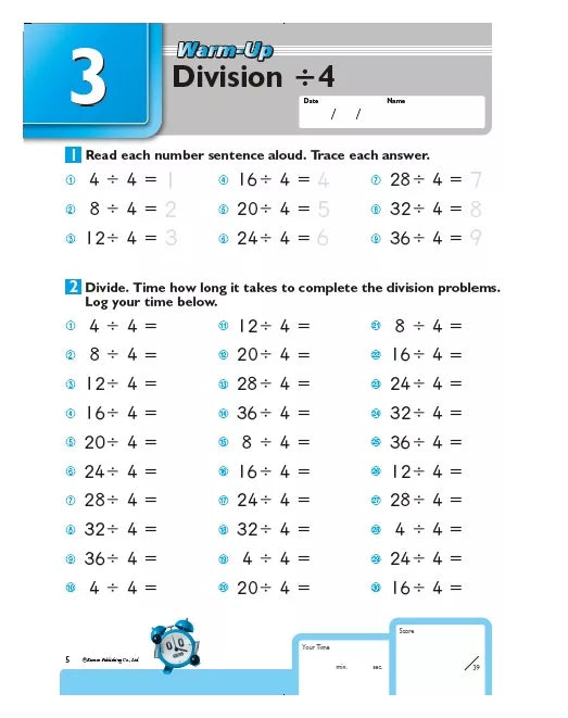 >KUMON Grade 3-5 Speed & Accuracy: Dividing Age 8-12