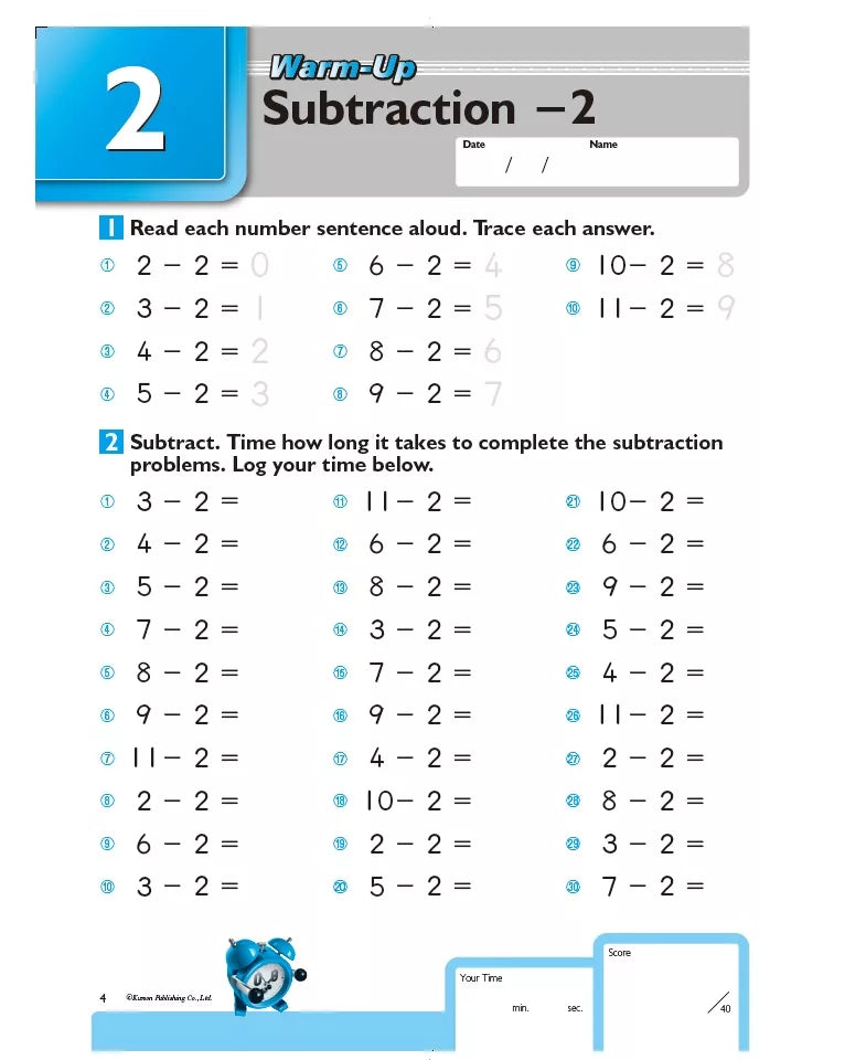 >KUMON Grade 1-4 Speed & Accuracy: Subtraction Age 6-10
