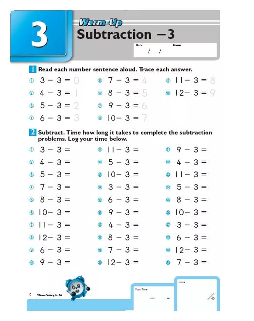 >KUMON Grade 1-4 Speed & Accuracy: Subtraction Age 6-10