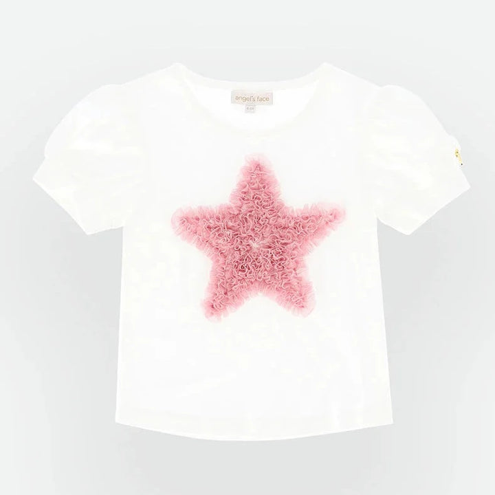 Angel's Face Kids Girls Suvannah Pink Ruffle Star Tee - Snowdrop