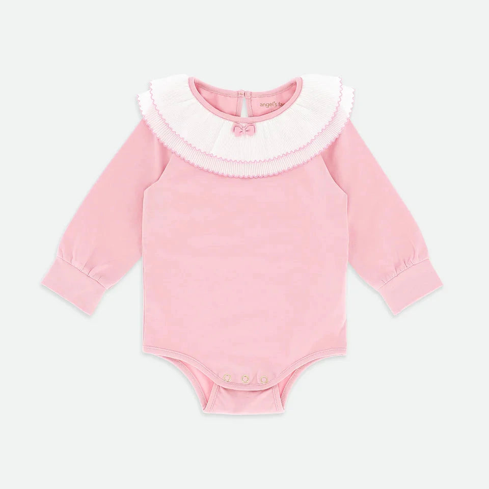 Angel's Face Baby Tara Pleated Collar Babygrow - Tea Rose