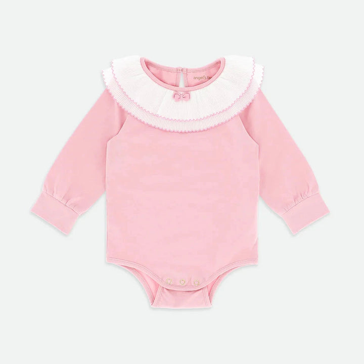 Angel's Face Baby Tara Pleated Collar Babygrow - Tea Rose