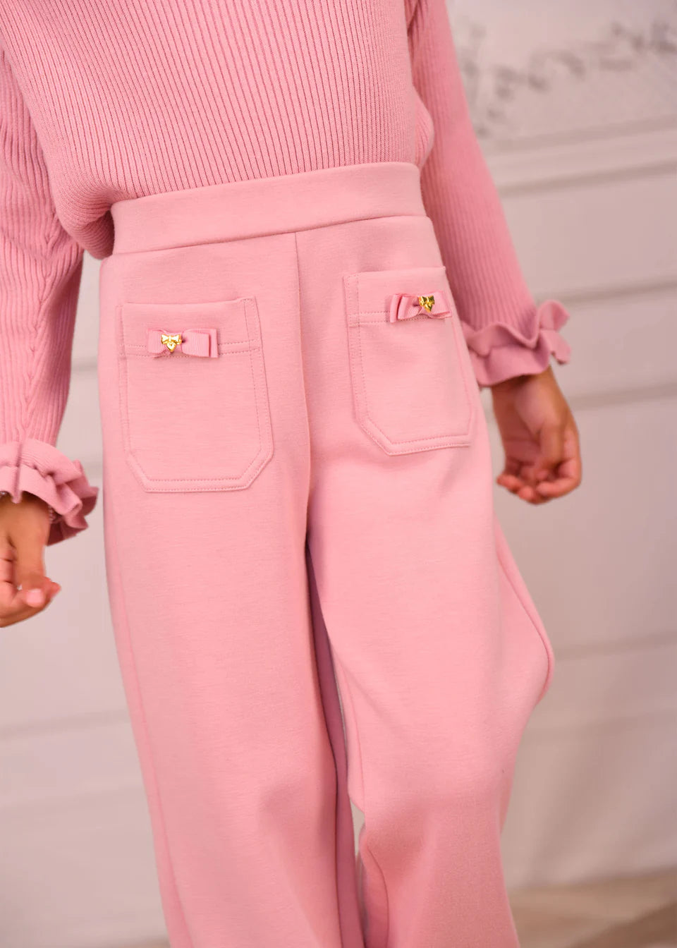 Angel's Face Girls Thaya Frill Pocket Trousers Tea Rose
