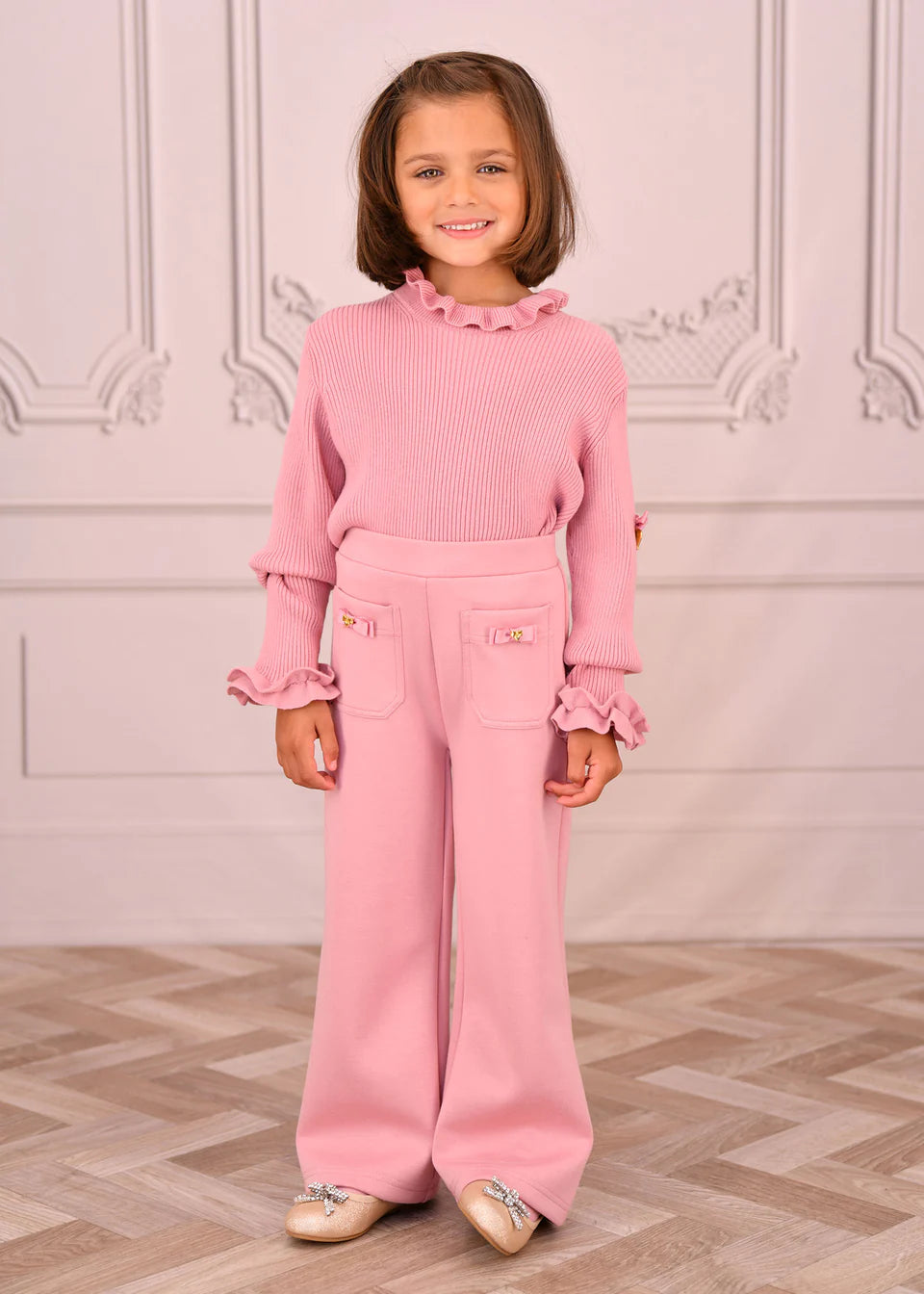 Angel's Face Girls Thaya Frill Pocket Trousers Tea Rose