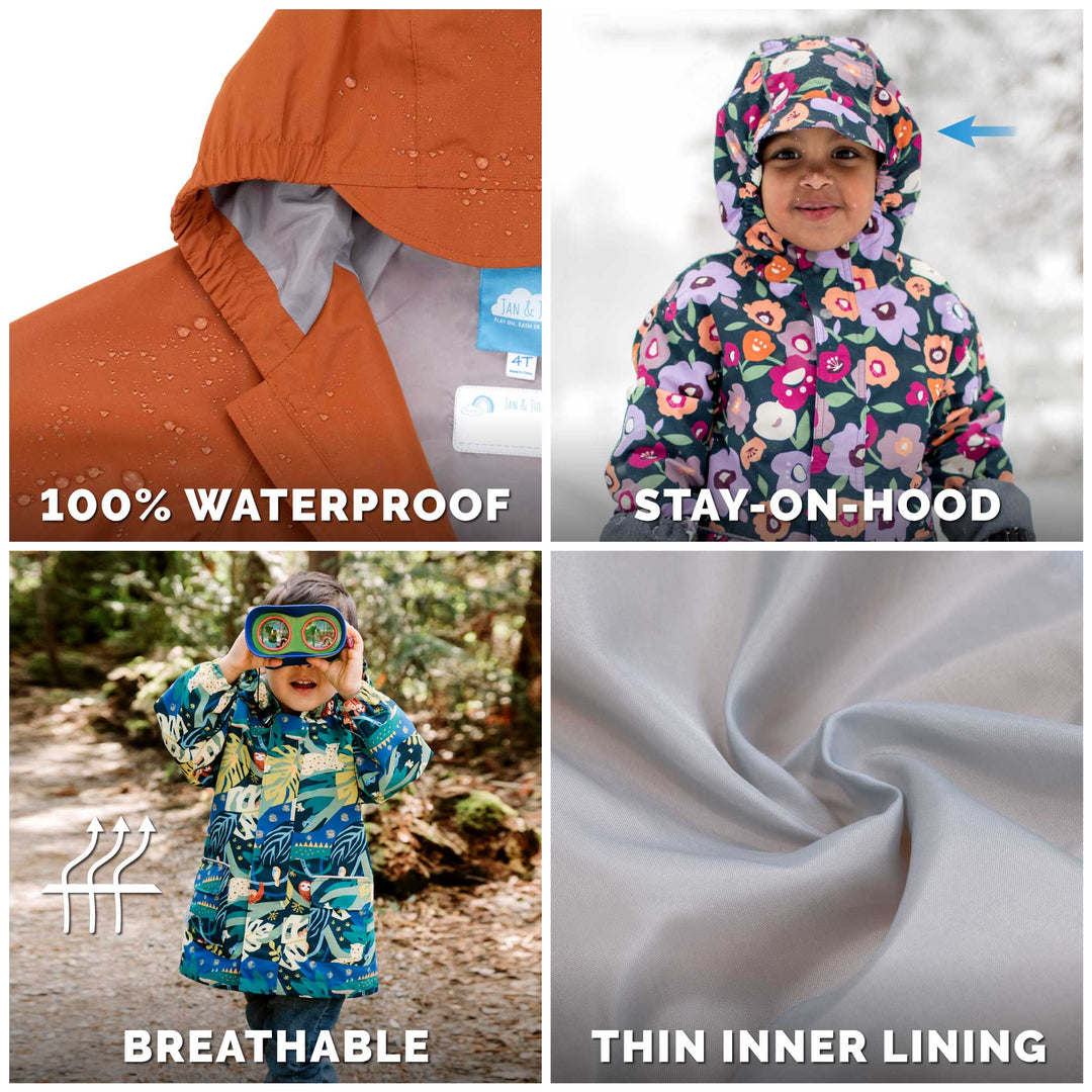 >Jan &amp; Jul Kids Shell/Puddle-Dry Waterproof Jacket - Pink Ponies