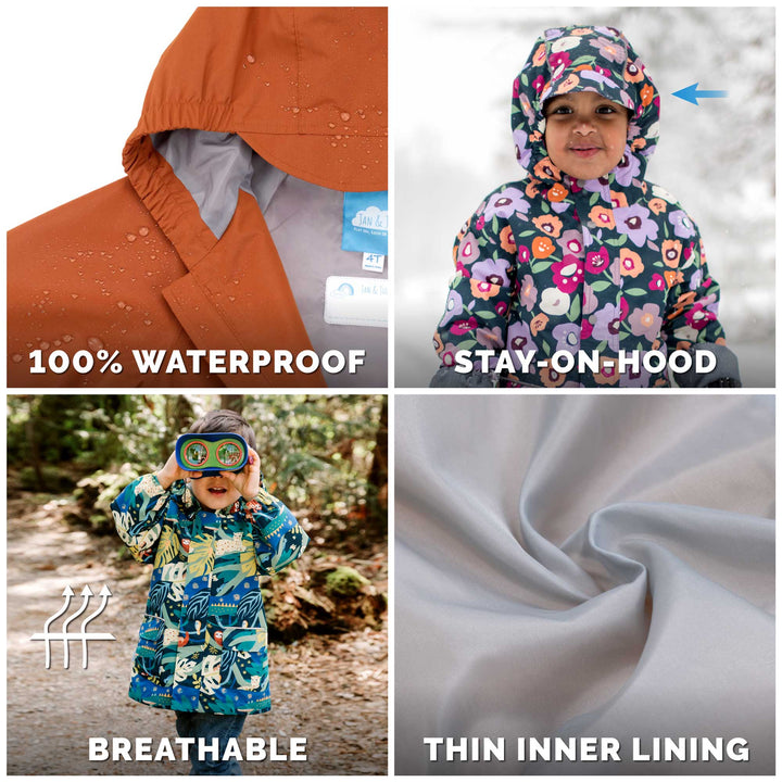 >Jan &amp; Jul Kids Shell/Puddle-Dry Waterproof Jacket - Pink Ponies