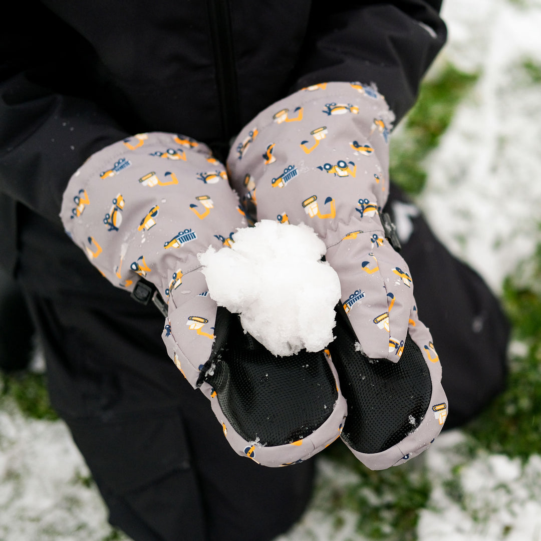 >Jan & Jul Kids Toasty-Dry Waterproof Snow Mitten - Grey Construction