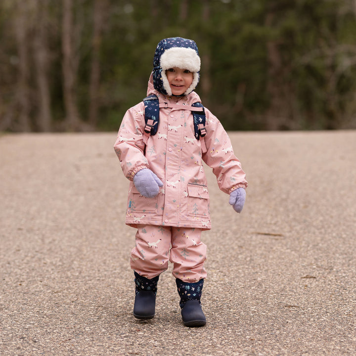 >Jan &amp; Jul Kids Cozy-Dry Fleece Lined Rain &amp; Snow Pants - Pink Forest