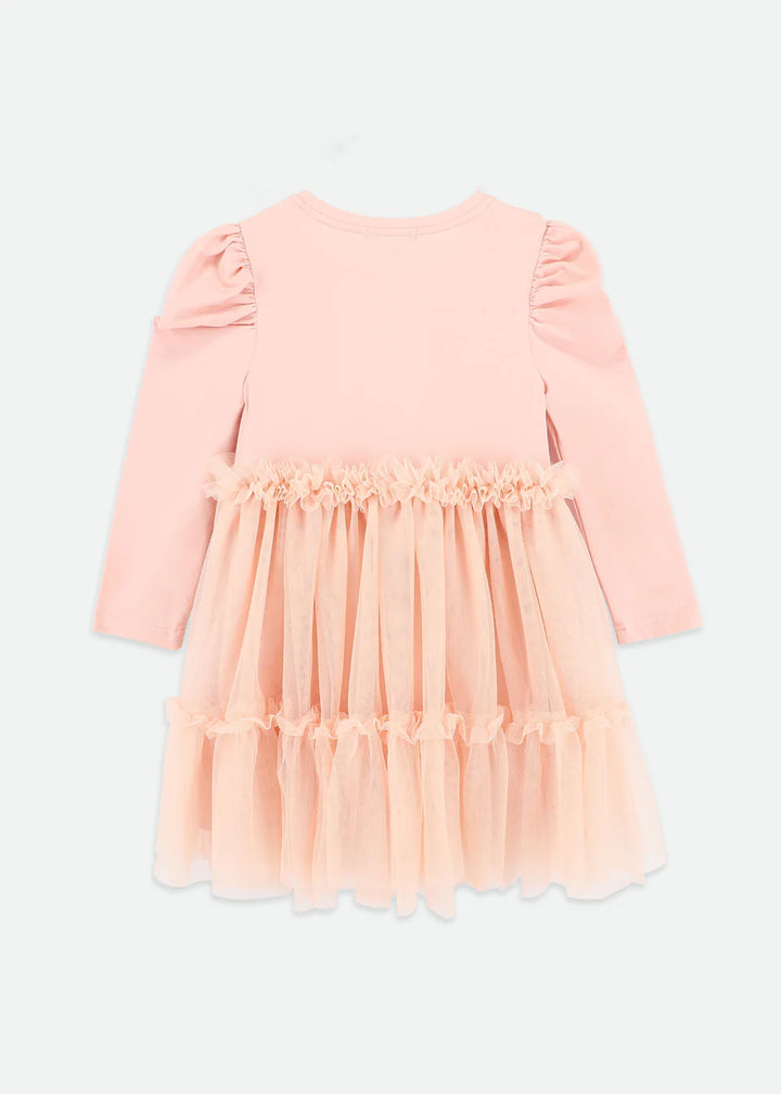 Angel's Face Girls Winter Pleated Tulle Dress - Blush Pink