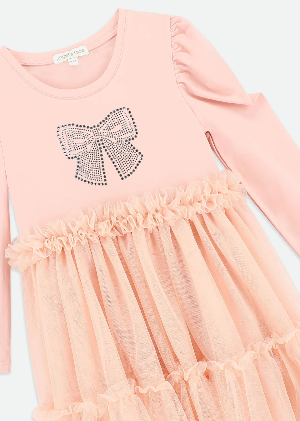 Angel's Face Girls Winter Pleated Tulle Dress - Blush Pink