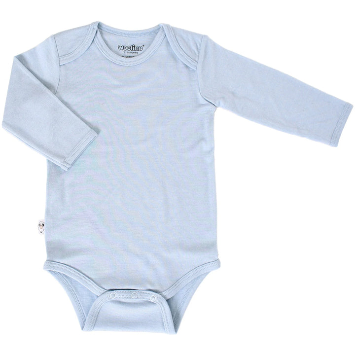 >Woolino Merino Wool Long-Sleeve Bodysuit in Blue