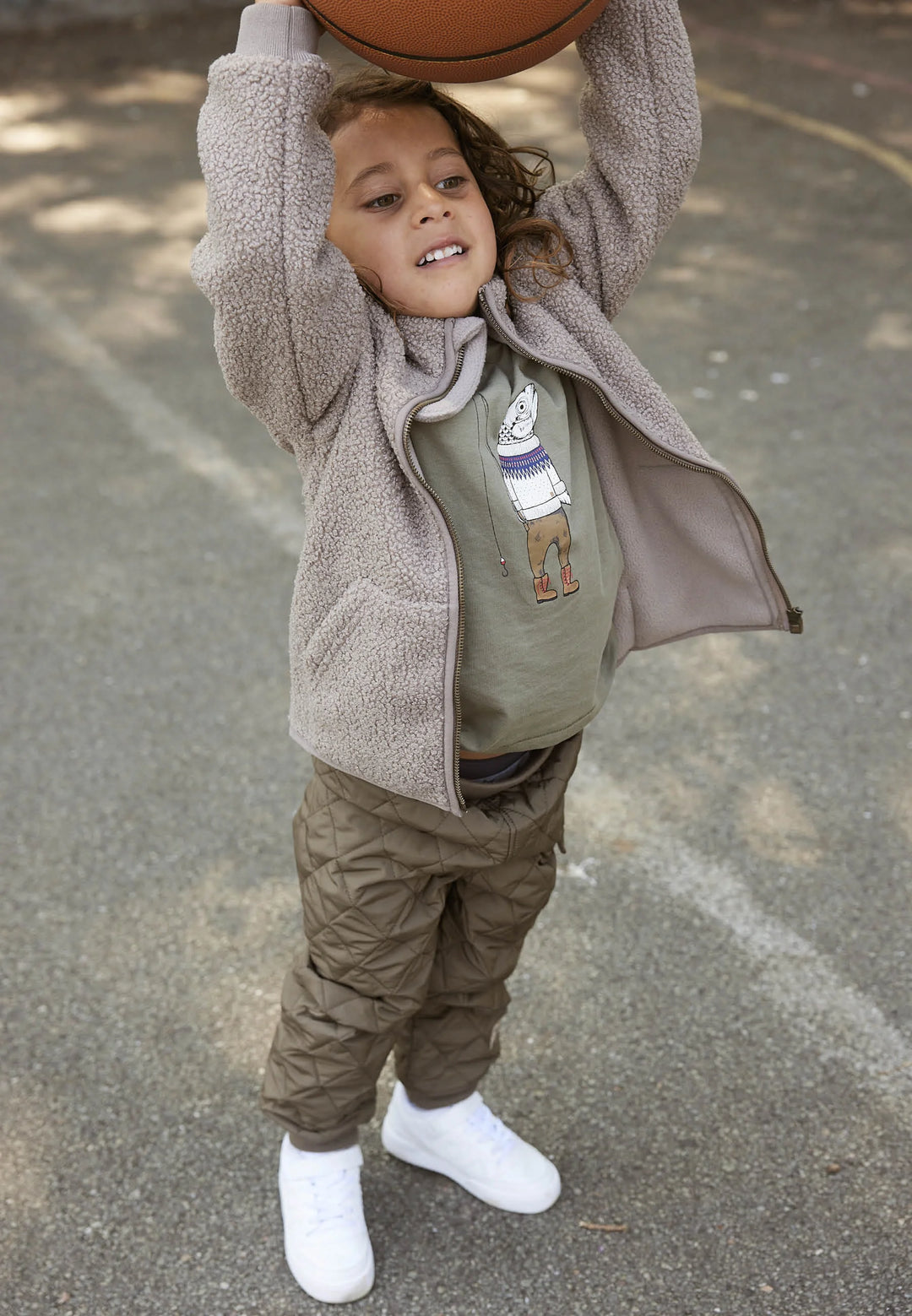 MINI A TURE Kids MATSALEH Teddyfleece Jacket - Grey Brown