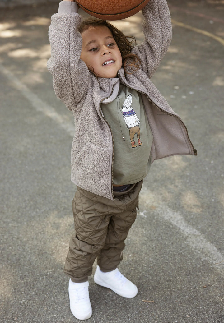 MINI A TURE Kids MATSALEH Teddyfleece Jacket - Grey Brown