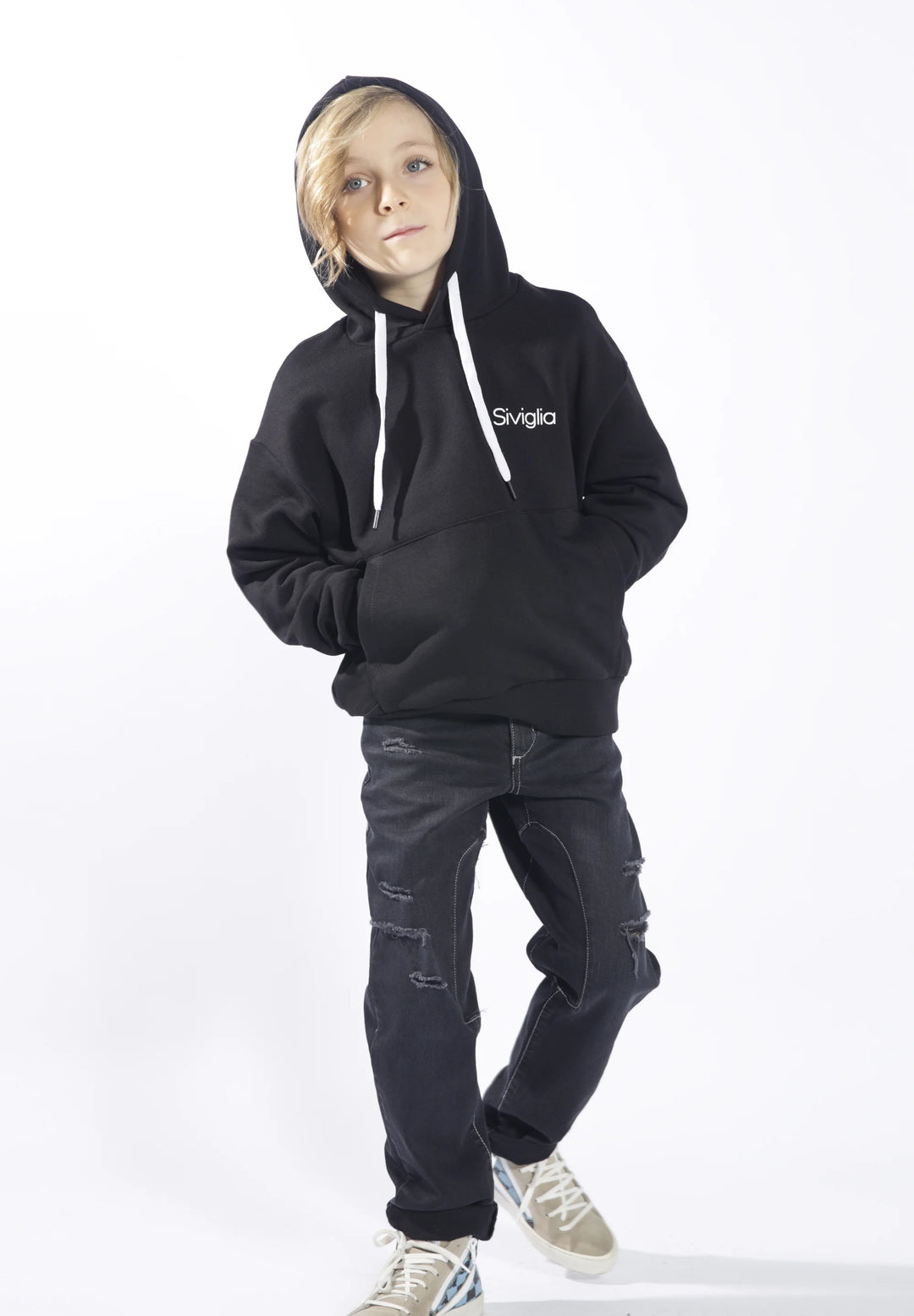 Siviglia White Kids NERO Hoodie - 8Y