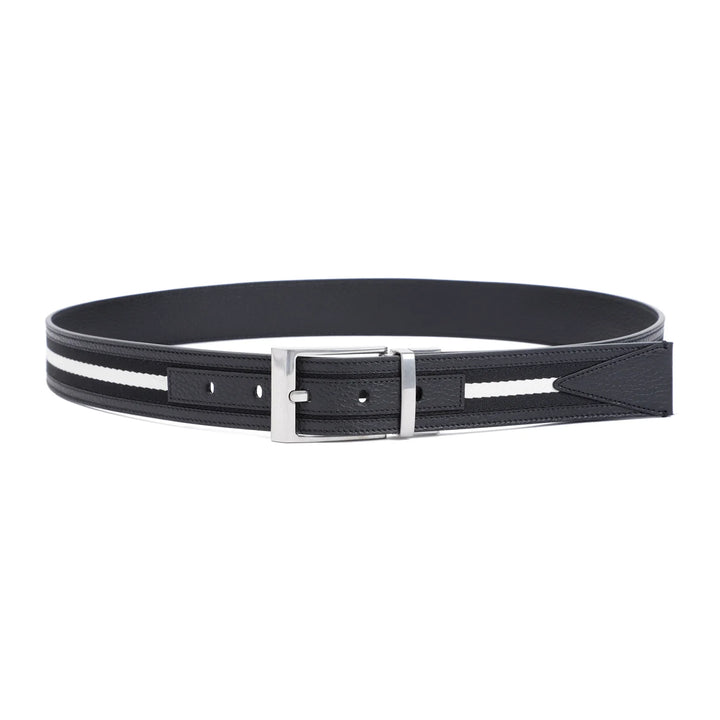 BALLY Men's TONNI Striped Panelled Leather Belt 110cm