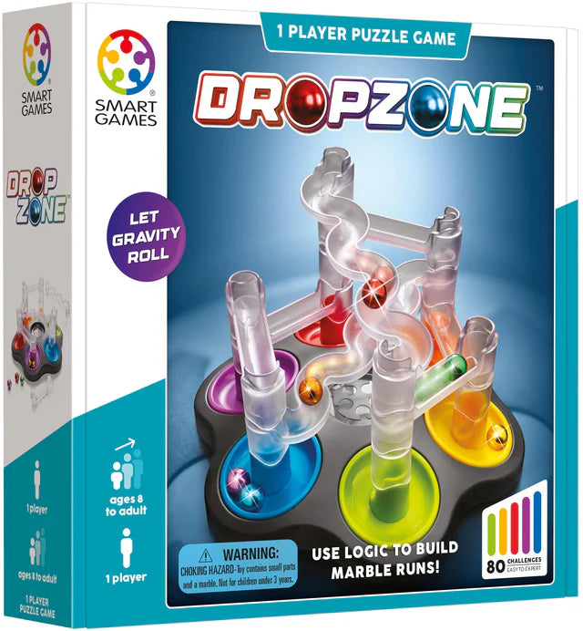 SMART Games Drop Zone Marble Run Logic Game (80 Challenges) Age 8Y+