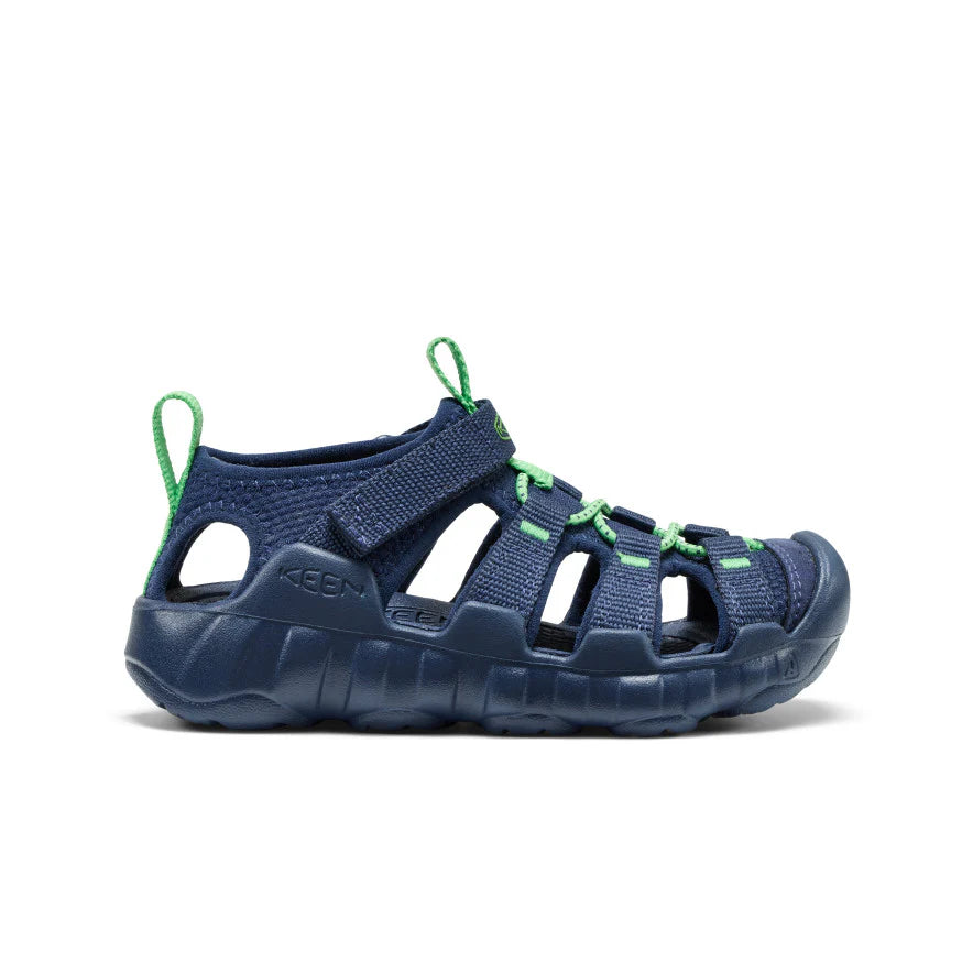 >KEEN Kids Hyperport H2 Extra Cushy Sandal - NAVAL ACADEMY/VIBRANT GREEN