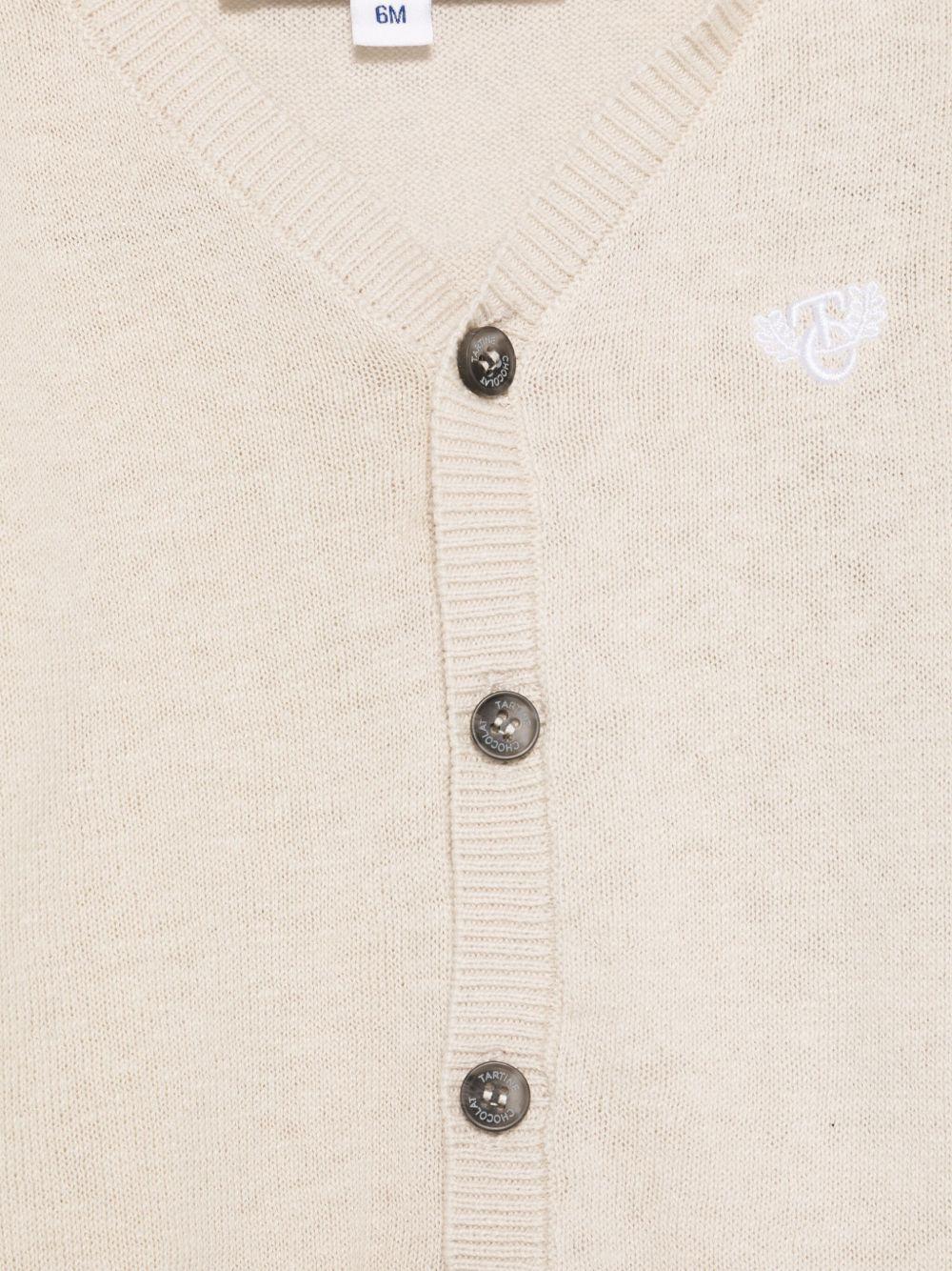 Tartine et Chocolat Kids Beige Washed Linen Cardigan