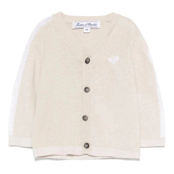 Tartine et Chocolat Kids Beige Washed Linen Cardigan