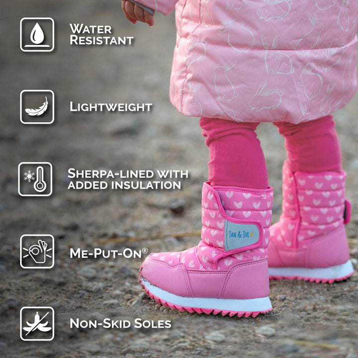 >Jan & Jul Kids Toasty-Dry Tall Puffy Winter Boots - Dusty Pink